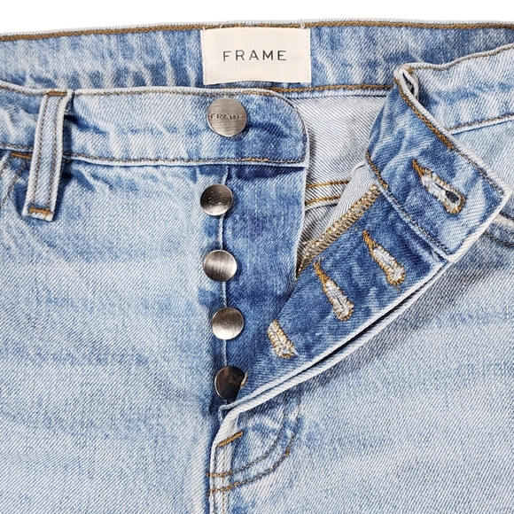 FRAME Le Slouch Distressed High Waist Straight Leg Jeans In Limelight 26 - Picture 10 of 13